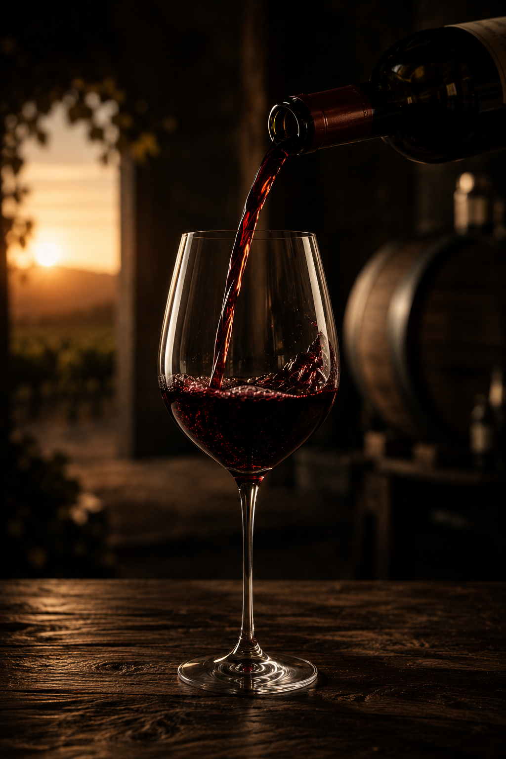 Red wine being poured into a glass