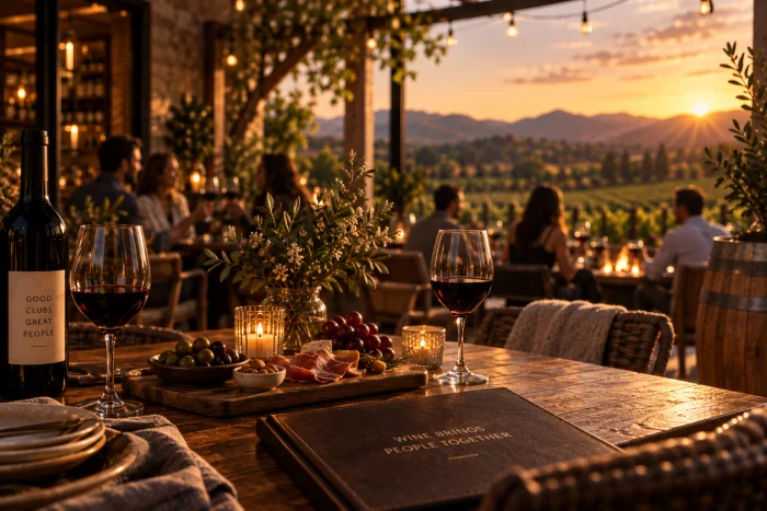 Vineyard patio at sunset