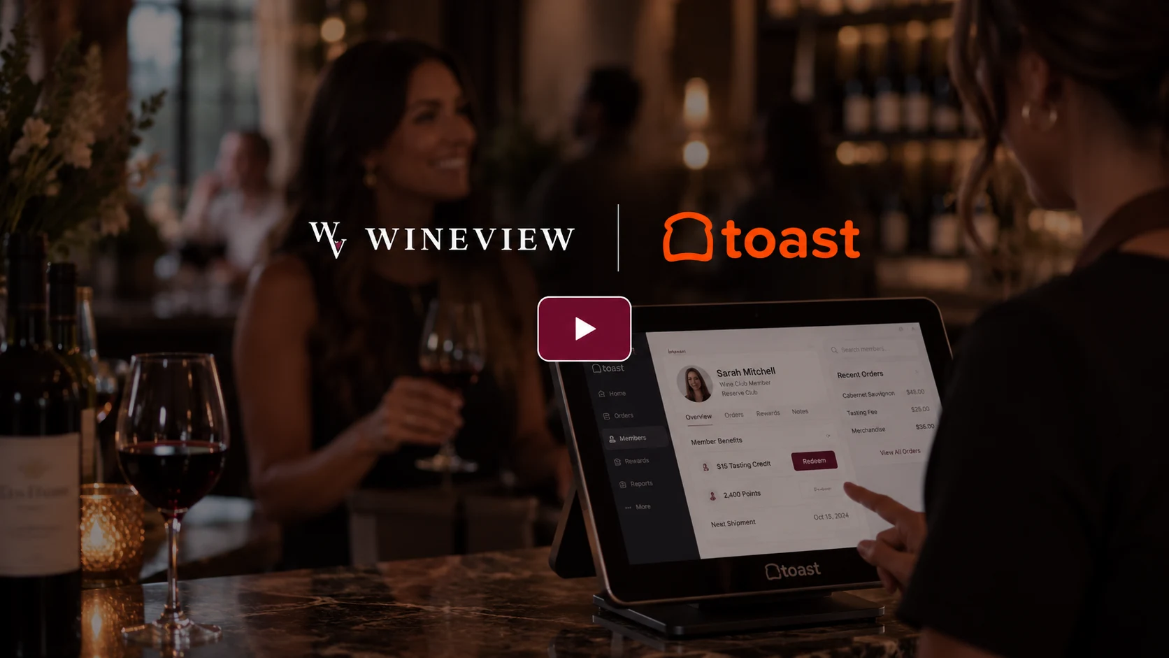 WineView and Toast: looking up a wine club member on a Toast terminal