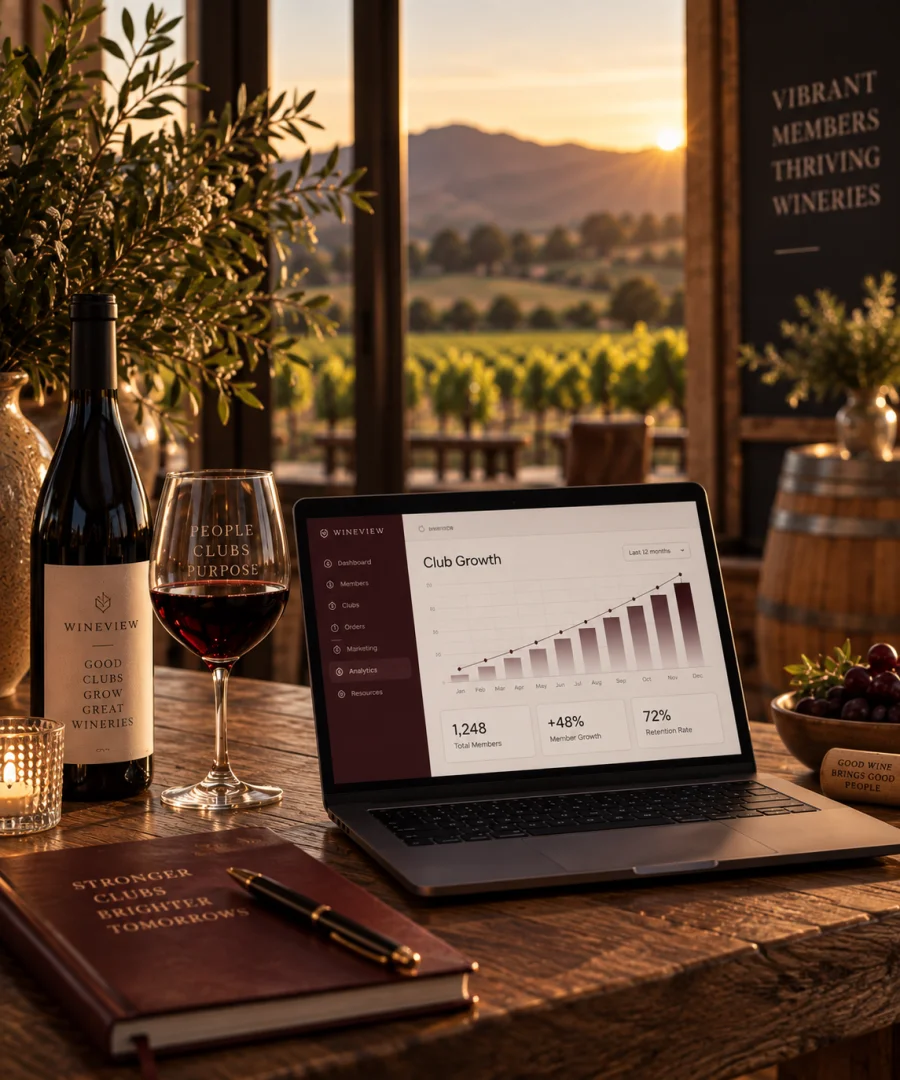 WineView club growth dashboard at a vineyard